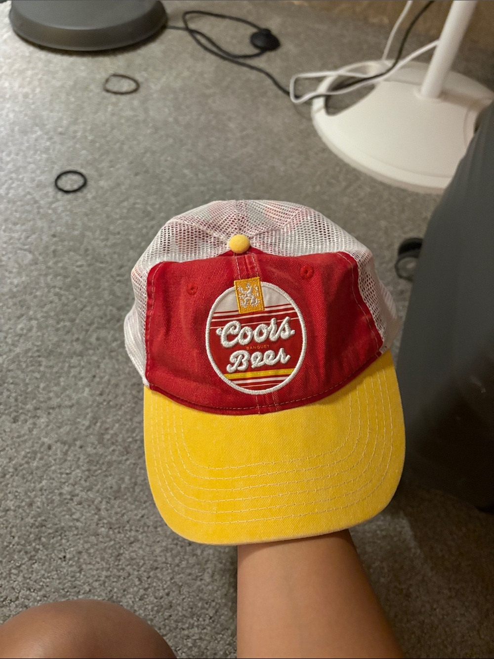 Two-Tone Trucker Cap in Red and Yellow